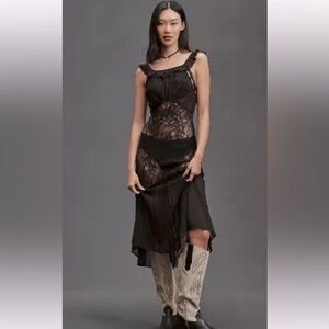 NWT Anthropologie Sheer Lace MIDI Dress XL